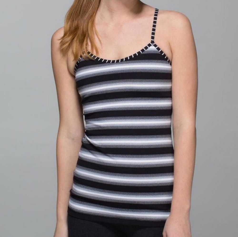LULULEMON Power Y Tank Luon Capilano Stripe Black White